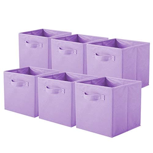 Image of PowerKing Storage Box, 6 Pieces Foldable Storage Cube Storage Box Made of Fabric in Cube Shape – Light Purple
