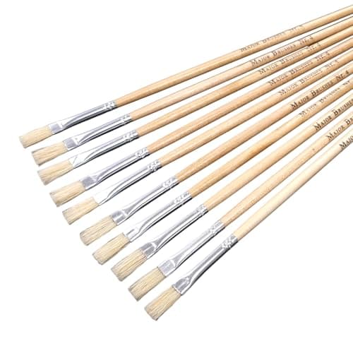 Image of Major Brushes Hog Long Flat Brushes Size 4 - Set of 10