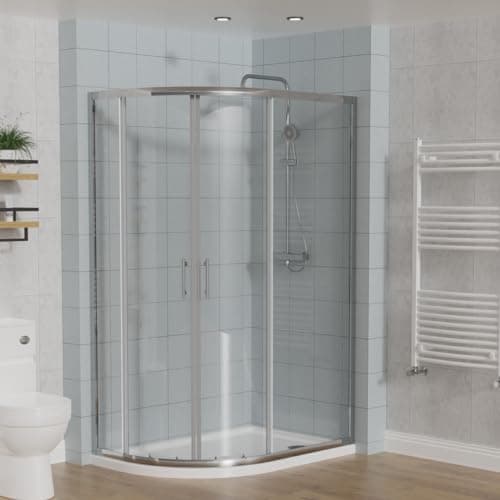 Image of Aquariss Left/Right Offset Quadrant Shower Enclosure 6mm Easy Clean Glass Sliding Door Shower Cubicle Chrome 1200x800x1900mm