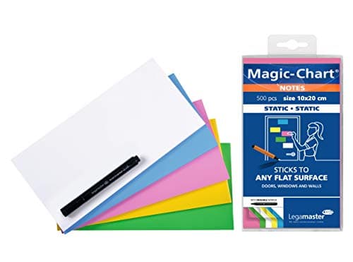 Image of Legamaster Magic-Chart Notes - static self-adhesive - white - 10x20cm - wipeable and rewritable - incl. 1 board marker - 500 sheets