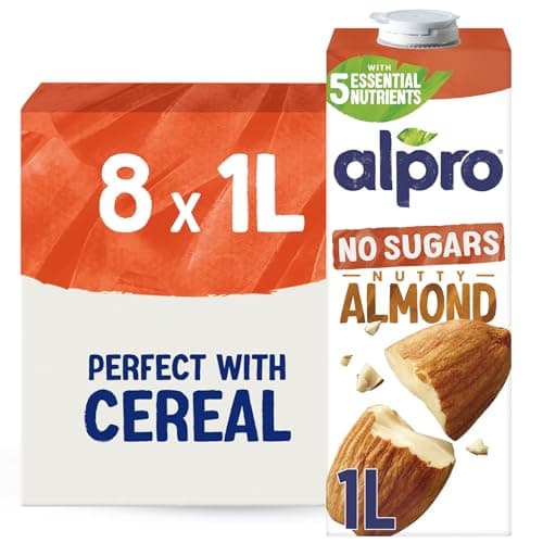 Image of Alpro Almond Drink - No Sugars - Unsweetened Plant-Based Long Life Dairy Free & Lactose Free Milk Alternative - 1L (Pack of 8)
