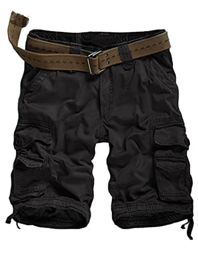 Image of WowFab Mens New Military Multi Pockets Army Cargo Combat Twill Cotton Casual Summer and Indoor Winter Short (UK, Waist, 42, Regular, Regular, Black)