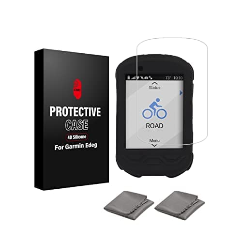 Image of CNCLOL Case for Garmin Edge 530 830 130 1030 Silicone Protective cover,Tempered Glass Screen Protector for Garmin Edge 530 830 130 1030 Film Anti-Scratch High Definition Full Coverage