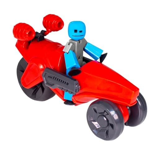 Image of Zing Stikbot Megabots - Stikbot Poseable Collectible Stop Motion Action Figures and Mega Vehicles (Turbo Cycle (Red))
