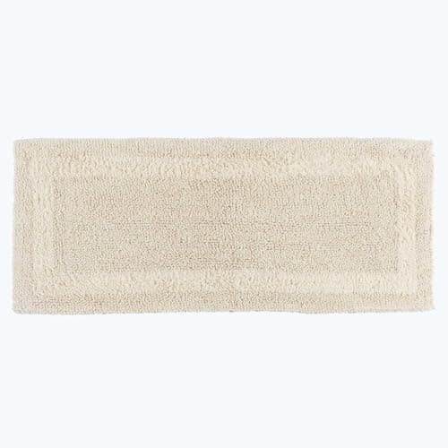 Image of HOMESCAPES Long Bath Mat, Runner, Luxury 1600gsm Extra Soft 100% Cotton, Reversible Bathroom Mats Non-Slip, Washable, Super Absorbent, Quick-Dry, Natural Cream Large Bathroom Rug, 40 x 100 cm