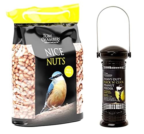 Image of Tom Chambers Nice Nuts (1kg) & Tom Chambers Heavy Duty Flick 'n' Click Peanut Feeder