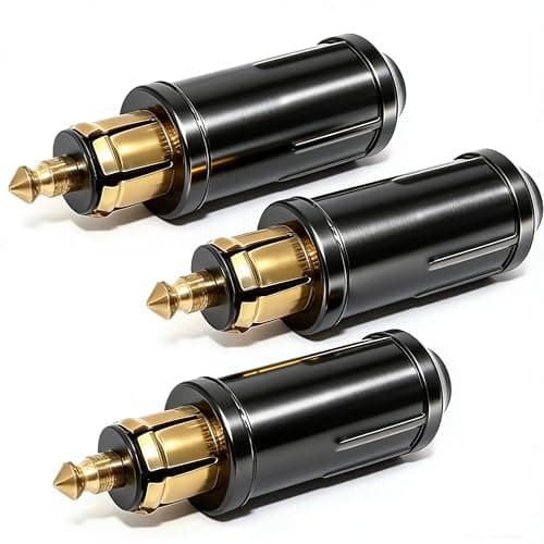 Image of DIN Hella Plug to Cigarette Lighter Adapter 12V 24V, European Male Power Socket Connector for BMW Motorcycle Car Truck Caravan Camper, 15A Heavy Duty (Black 3 Pack)