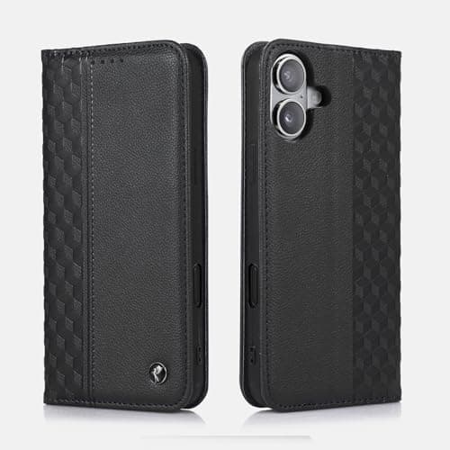 Image of TOHULLE Case for iPhone 17, Premium PU Leather Wallet Case Card Holder Kickstand Built-in Magnetic Closure Flip Folio Phone Cover for iPhone 17 - Black