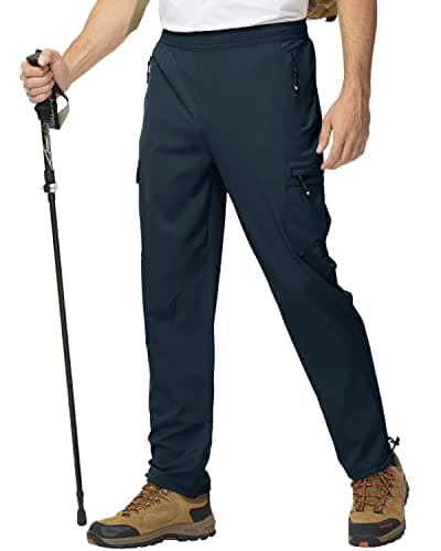 Image of donhobo Men's Outdoor Walking Trousers,Men's Activewear Hiking Trouser,Drawstring Adjustable Ankle Opening Sweatpants,Quick Dry Lightweight Breathable Work Pants with Zipper Pockets Navy XXXL