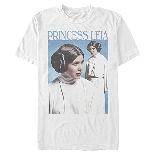 Image of STAR WARS Big & Tall Leia Photo Men's Tops Short Sleeve Tee Shirt, White, 5XL Big Tall
