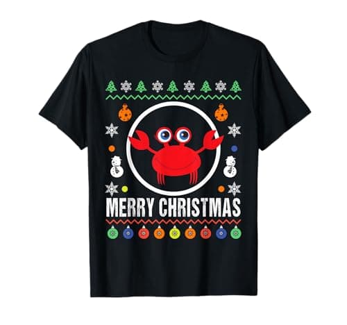 Image of Merry Christmas Crab Ugly Sweater Xmas Knit T-Shirt