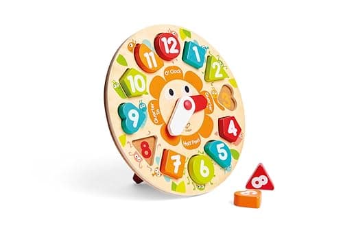 Image of Chunky Clock Wooden Puzzle - Educational Toys, Multicolor