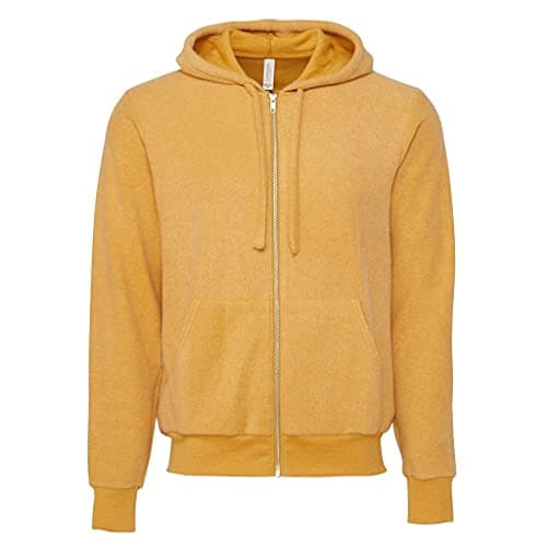 Image of Bella Adult Sueded Fleece Full Zip Hooded Sweatshirt 2XL HEATHER MUSTARD, Heather Mustard, XXL