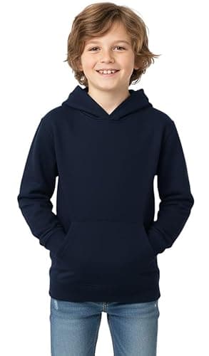 Image of ITRAT Kids Unisex Fleece Hoodie – Soft Warm Pullover Sweatshirt for Boys & Girls, Cozy Winter Hooded Jumper (Sizes 5–14 Years) (5 Years, 6 Years, Navy Blue)
