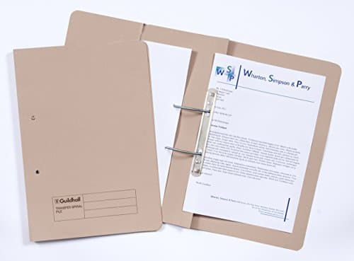 Image of Exacompta Guildhall Pocket Spiral File, 420gsm, Foolscap, Left hand pocket - Buff, Pack of 25,Yellow