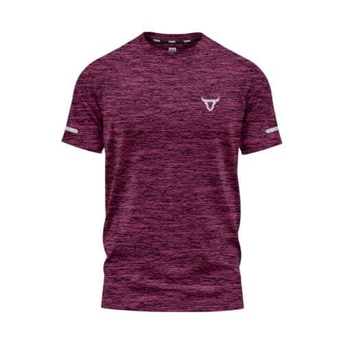 Image of Mens T Shirt Premium Quality Tee with Melange Effect Reflective Logo Comfortable FitAthletic Fit Moisture Wicking Sports Style T-Shirts
