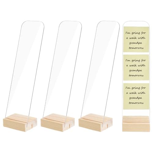 Image of PH PandaHall 4pcs Monitor Memo Board, Clear Acrylic Sticky Note Holder with Wood Base Rectangle Computer Memo Board Organizer for Office Home Desk Workspace Accessories, 8x6.5x31cm