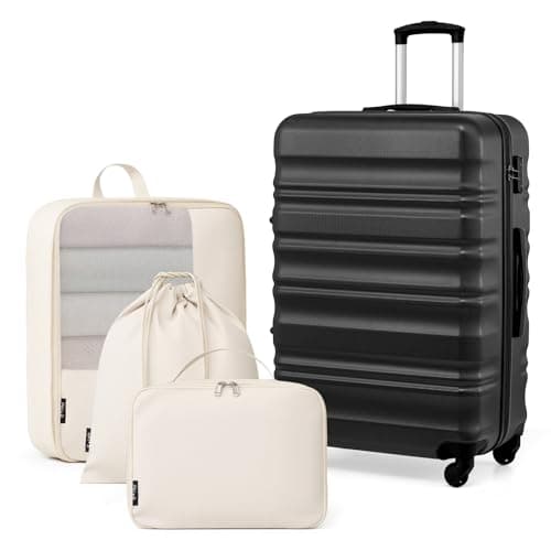 Image of COOLIFE Large Suitcase 28 Inch with 1 Shoe Bag + 1 Toiletry Bag + 1 Travel Organizer, ABS+PC Large Suitcase with Wheels & TSA Lock