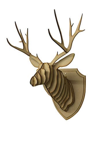 Image of The Crafty Cow Large/Small Wooden Deer Head Wall Art Decor - Laser Cut MDF Stag Head Antlers (Large)
