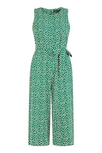 Image of Mela London Mela Green Ditsy Daisy Sleeveless Culotte Jumpsuit 18 Green
