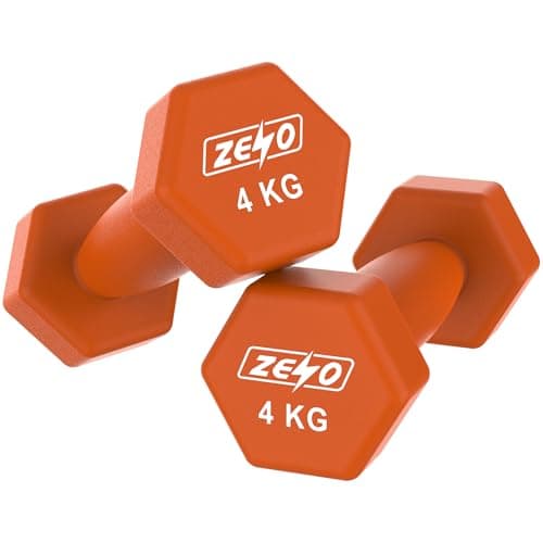 Image of ZENO Dumbbells Set Of 2 | Dumbbells for Women | Hexagon Neoprene Weights | Hand Weights for Women | Anti-Slip & Sweat Resistant Dumbells | 4KG Dumbbell Pair