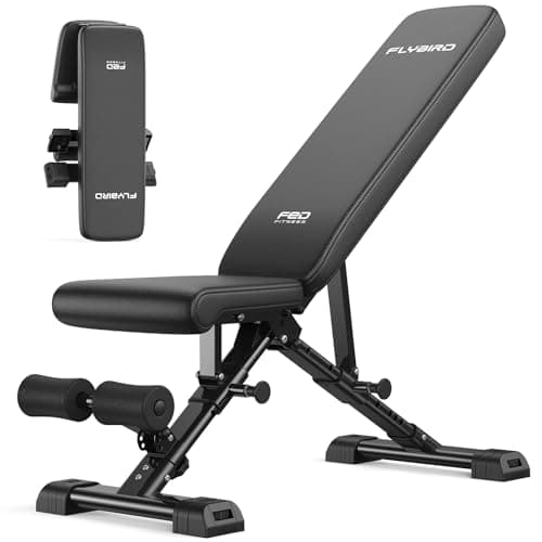 Image of FLYBIRD Adjustable Weight Bench,363KG Pro Workout Bench for Home Gym,Fast Adjustment System,Easy Folding&Storage Training Bench with ASTM-Certified, Extended Backrest for Bench Press,90% Pre-Assembled