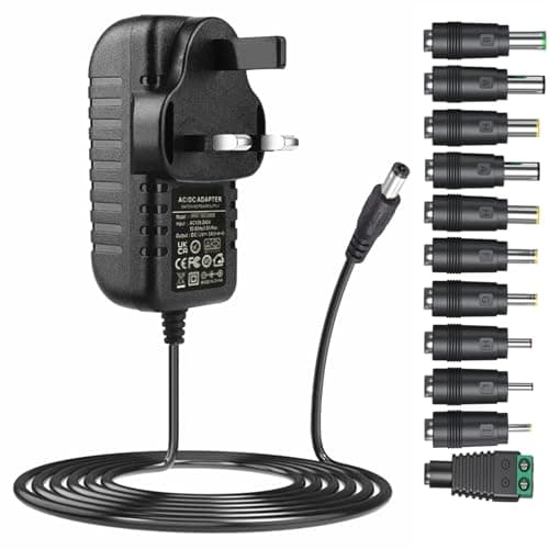 Image of 15V power supply ac adapter DC15V 3Amps power cord with 11 changeable DC plugs AC230V to DC15Volt 3A 2.5A 2A 1.5A 1A 500mA power adapter 15V charger transformer 5FT
