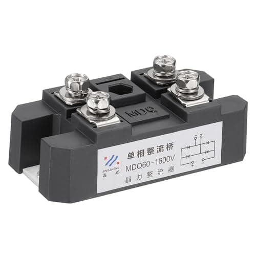 Image of PATIKIL MDQ60A Rectifier Diode, 1 Pcs Aluminum base plate Bridge Rectifier 60A 1600V Electronic Silicon Diodes for Converting AC Power to DC Power, Black