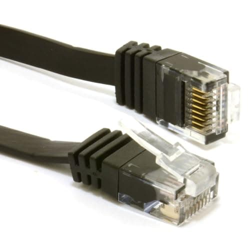 Image of kenable FLAT CAT6 Ethernet LAN Patch Cable Low Profile GIGABIT RJ45 10m Black