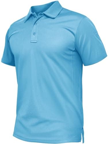 Image of TACVASEN Short Sleeve Polo Shirts Mens Quick Dry Golf Top Polo Work Tee Shirts Casual Polo Hiking Walking Shirts Sky Blue,S