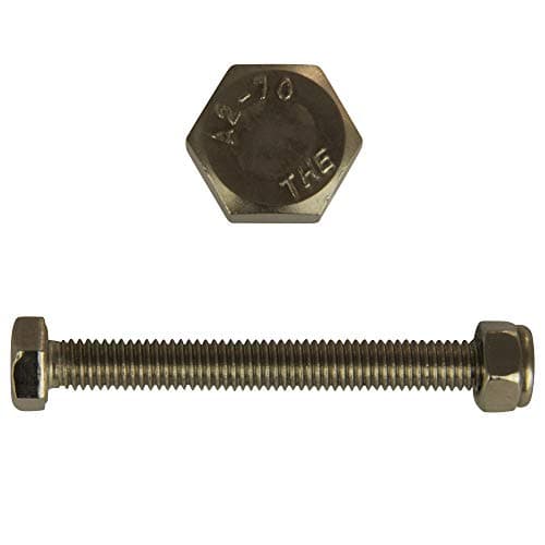 Image of D´s Items® Hexagon head screws with full thread and locking nuts, M12 x 35, DIN 933, DIN 985, A2 stainless steel, pack of 2, V2A threaded screws with stop nuts, machine screws.