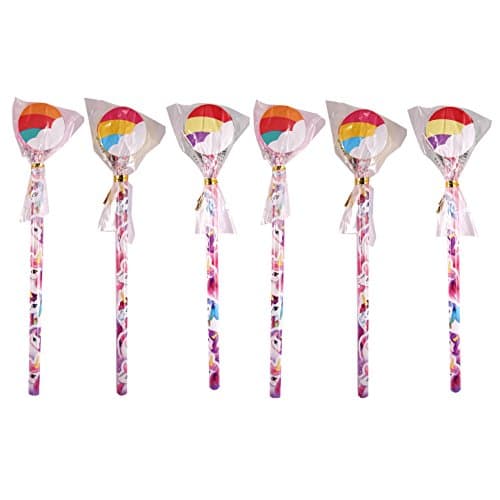 Image of 6 x Unicorns Pencils With Novelty Erasers Toppers - Assorted Colours