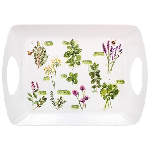 Image of The Leonardo Collection Herb New Shape Tray Large Jennifer Rose Gallery For Kitchen & Home | Non Slip Serving Tray For Food | Serving Platter For Lunch & Dinner | Plastic Trays For Tea