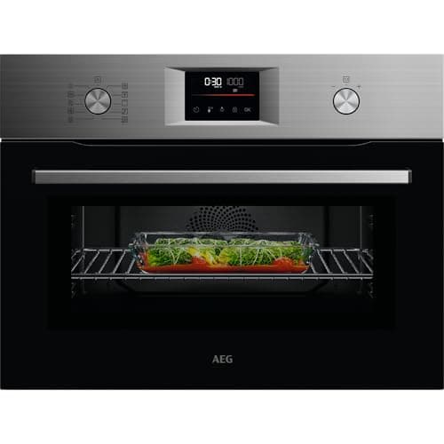 Image of AEG 6000 Series CombiQuick Microwave and Built-in Oven OK6NK40M, 44L, Integrated Oven with Turbo Grill, Pizza Setting, Defrost/Reheating, LED display, Delay Start, 450x560x550mm, Stainless Steel