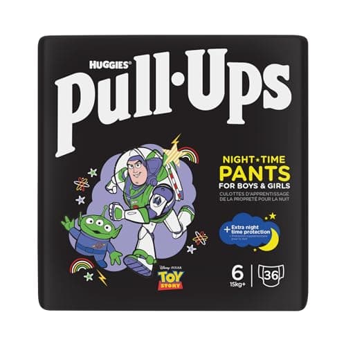 Image of Huggies Pull-Ups, Trainers Night Nappy Pants for 2-4 Years - Size 6-7 Pull Up Nappies (36 Pants) - Extra Night Time Protection - Support for Consistent Potty Training Routines