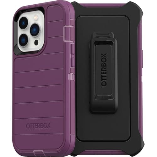 Image of OtterBox iPhone 13 Pro (Only) - Defender Series Screenless Edition Case - Happy Purple - Holster Clip Included - Microbial Defense Protection - Retail Packaging