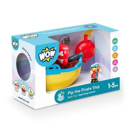 Image of WOW Toys Pip the Pirate Ship,Blue/Yellow/Red/Brown,Small