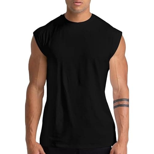 Image of Holure 1 Pack Men's Gym Tank Tops Workout Sleeveless T-Shirts Athletic Muscle Tank Training Bodybuilding Shirts Black 08-S