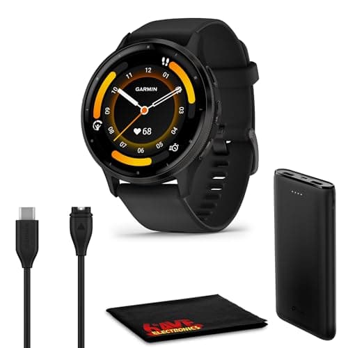 Image of Garmin Venu 3 Advanced Fitness and Health Tracker Smart Watch with Slate Stainless Steel Bezel and 45 MM Black Case and Silicone Band 1.4 Inch AMOLED Touch Screen Display