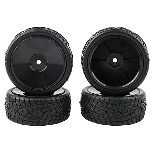 Image of Pxyelec 4PCS 1:10 On Road RC Tires 12mm Hub Wheel Rims Concentric Hard Dish for Touring Racing Cars, Black