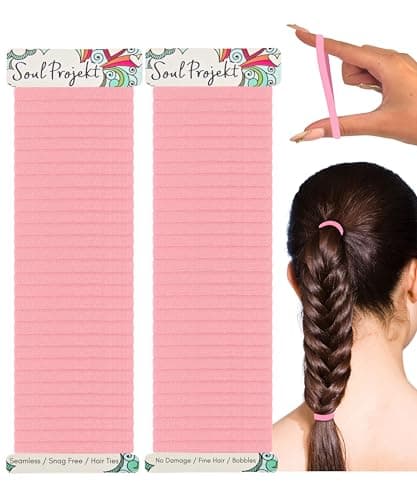 Image of Soul Projekt Pink Hair Bobbles 60 Pack 4mm, Hair Bands for Women and Girls, Ladies Pink Hairband Coloured Accessories, Snag Free Kids Hairties