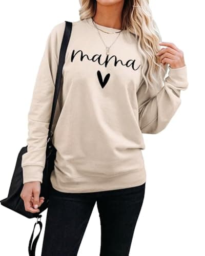 Image of INFITTY Women's Sweatshirts Solid Jumpers for Women Classic Crew Neck Long Sleeve Top Pullover Fall Tops Apricot S