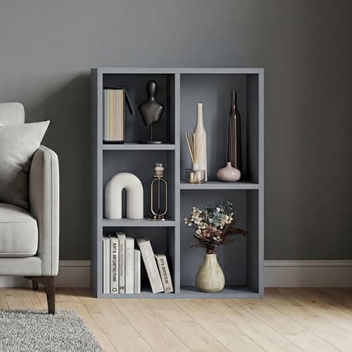 Image of Vida Designs 5 Cube Storage Unit, Grey, Wooden Shelving Display Storage Unit Office Living Room Furniture