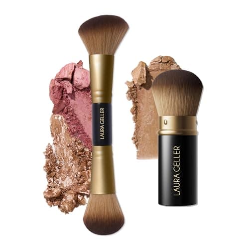 Image of LAURA GELLER NEW YORK Face It All 2pc Makeup Brush Set - Retractable Airbrush Kabuki Brush + Dual-Ended Blush and Bronzer Brush