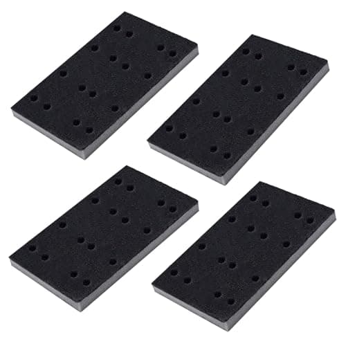 Image of GOLD DEER 4 Pcs Soft Black Foam Sanding Pads with Hook and Loop Design Interface Sander Backing Pad 80 x 133 x 12 mm Foam Sanding Pads with 16 Holes Compatible with Festool RTS400 LS130 Sander