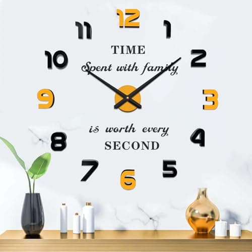 Image of VANGOLD Modern Mute DIY Frameless Large Wall Clock 3D Mirror Sticker Metal Big Watches Home Office Decorations
