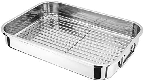 Image of Judge Speciality 39 x 28 x 6 cm Roasting Pan with Rack, Silver, Stainless Steel