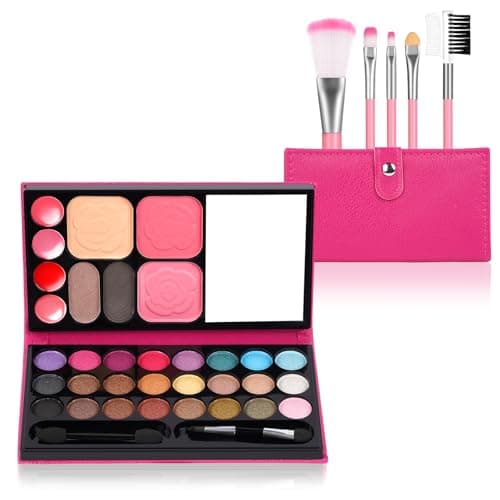 Image of Aomig 33 Colors Kids Makeup Sets for Girls, 6 Pcs Princess Make Up Kit with 5 Brushes, Washable Children's Cosmetics Toys, Non-Toxic Makeup Kit, Cosmetic Beauty Set Gift for Kids Halloween Birthday