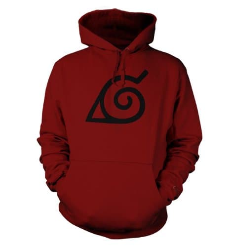 Image of Konoha Leaf Hoodie - Japanese Anime Hoodie - Red Hot Chilli X Large (52" Chest)