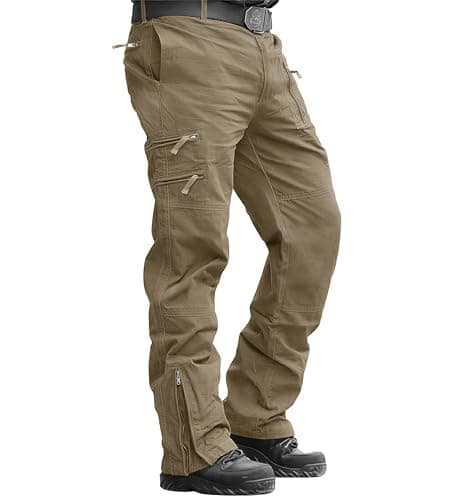 Image of MAGCOMSEN Mens Hiking Tactical Outdoor Trousers Cotton Work Cargo Pants for Camping Walking,Khaki,34